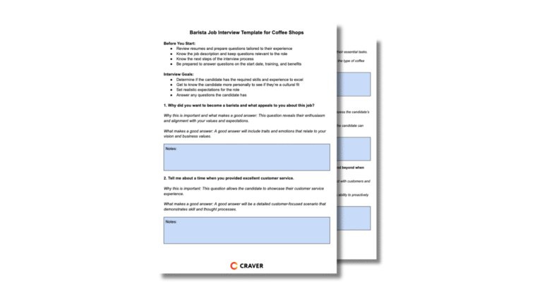 Barista Interview Questions Template